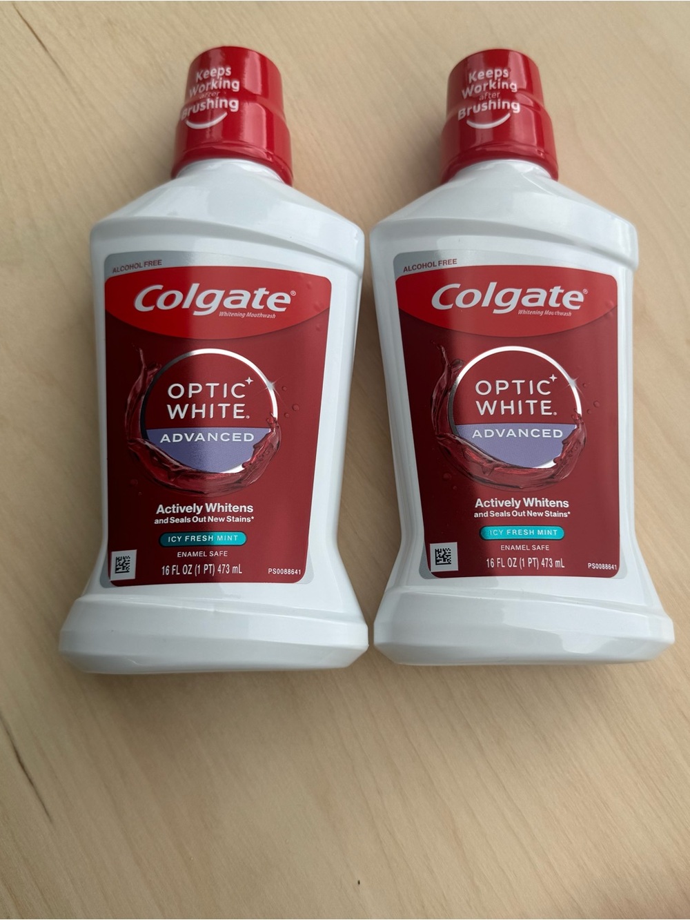 Colgate Optic White Advanced Ice Fresh Mint Enamel Safe Mouthwash size 16 fl oz